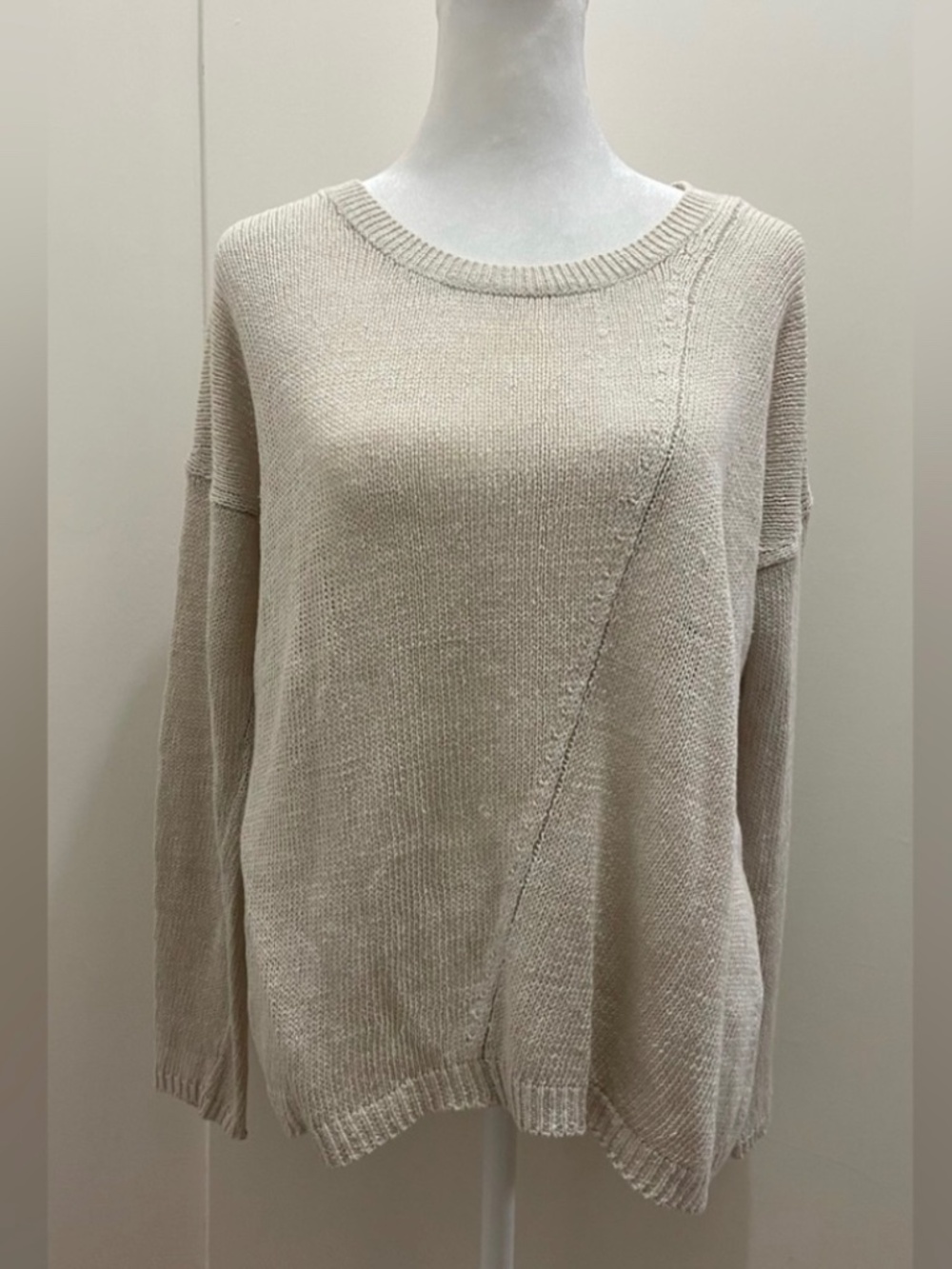 Vince Women's Beige Linen Crew Neck Sweater XS